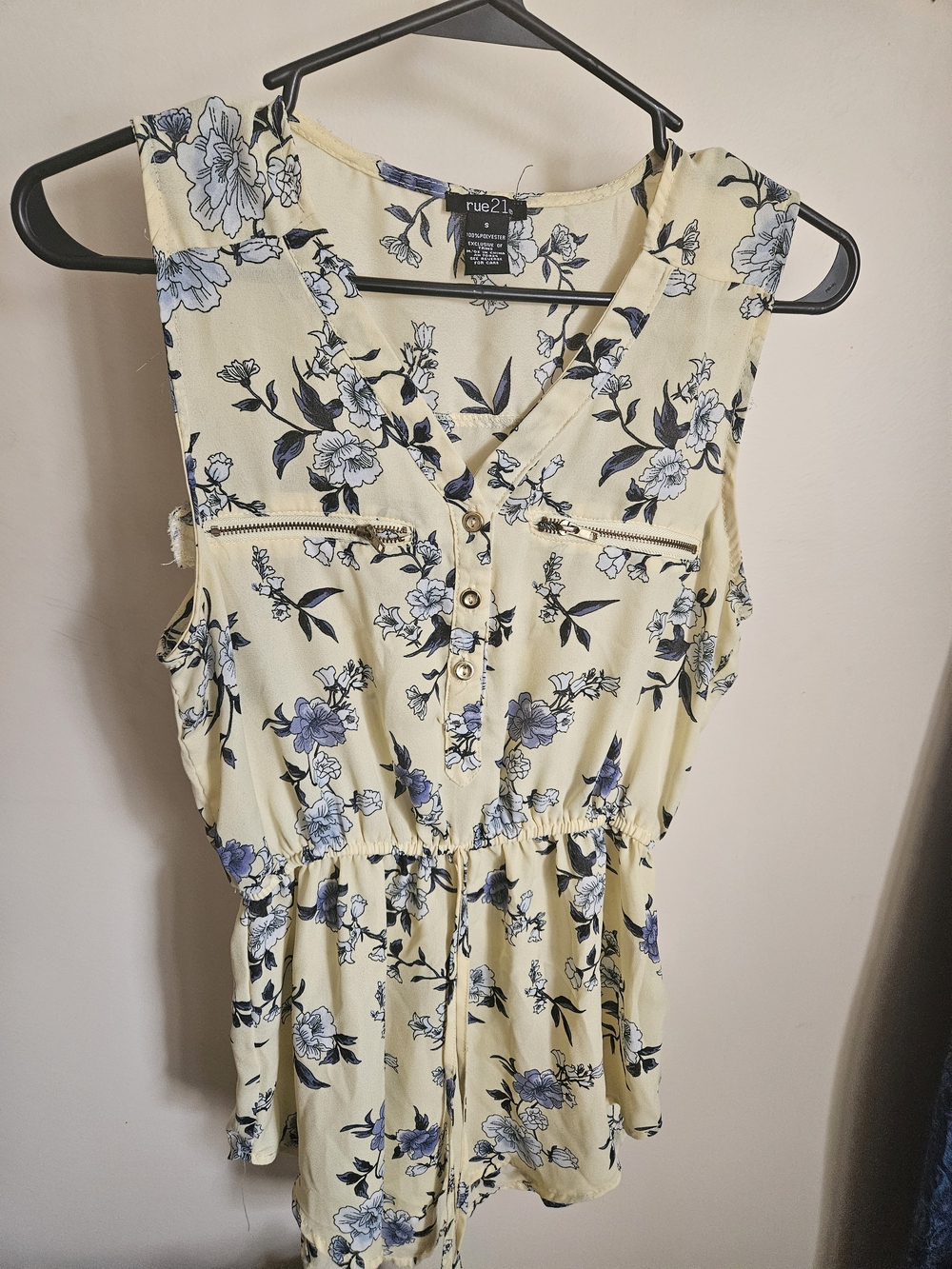 Rue21 Yellow Floral Sleeveless Tie-Waist
